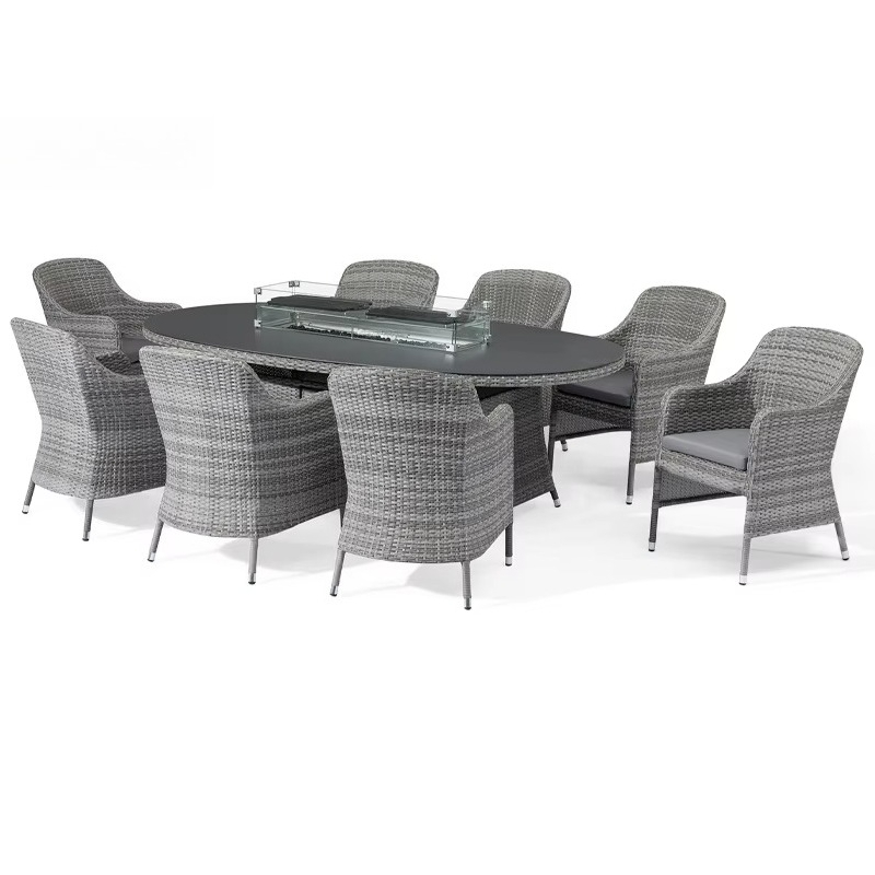 Outdoor Furniture Set With Fire Pit - Tuinmeubelen vuurplaats rotan wicker aluminium tuinset
