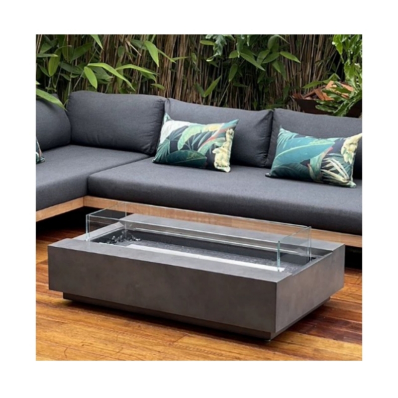 Outdoor Furniture Set With Fire Pit - Moderne Cortenstalen vuurplaats gas buitenmeubelset tafelbladhaard