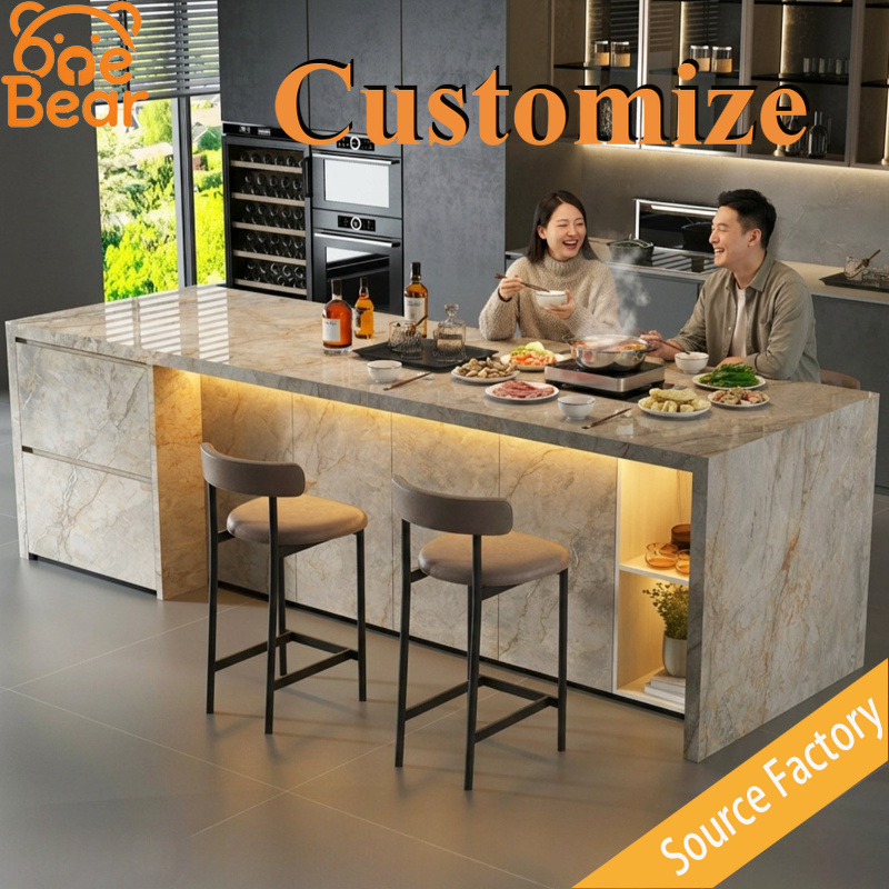 Outdoor Furniture Easy To Clean - Vierkant massief marmeren aanrechtblad, verdikte steenplaat,
