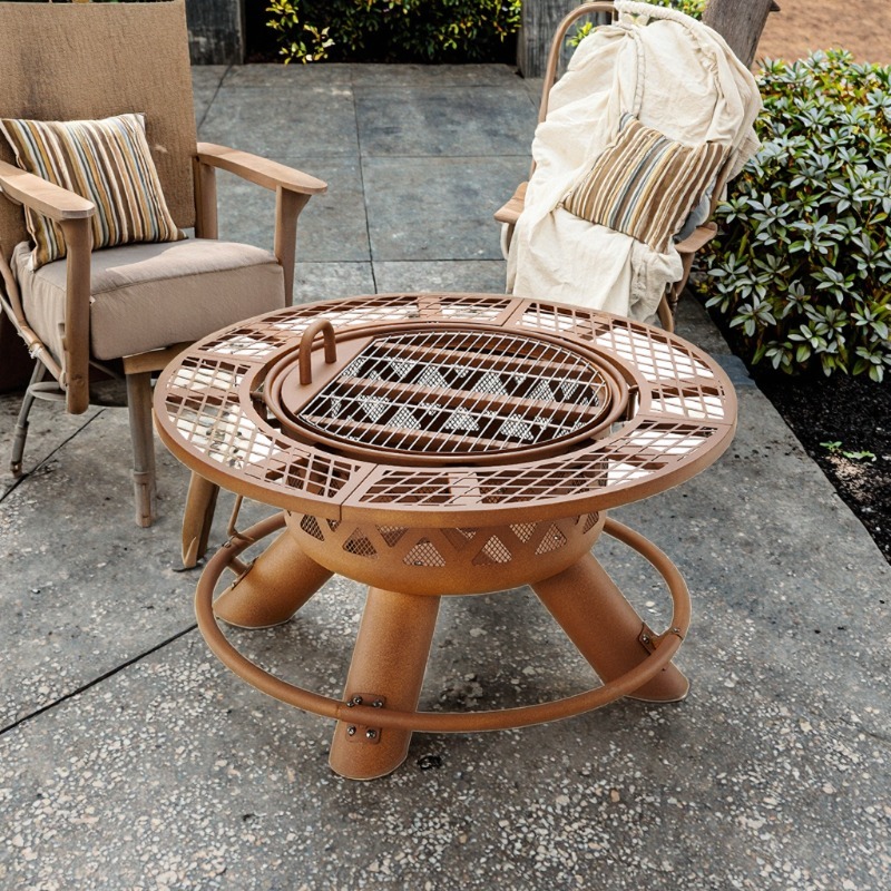 Outdoor Furniture Set With Fire Pit - 2026 Moderne Buitenhaard van Staal, Dubbel
