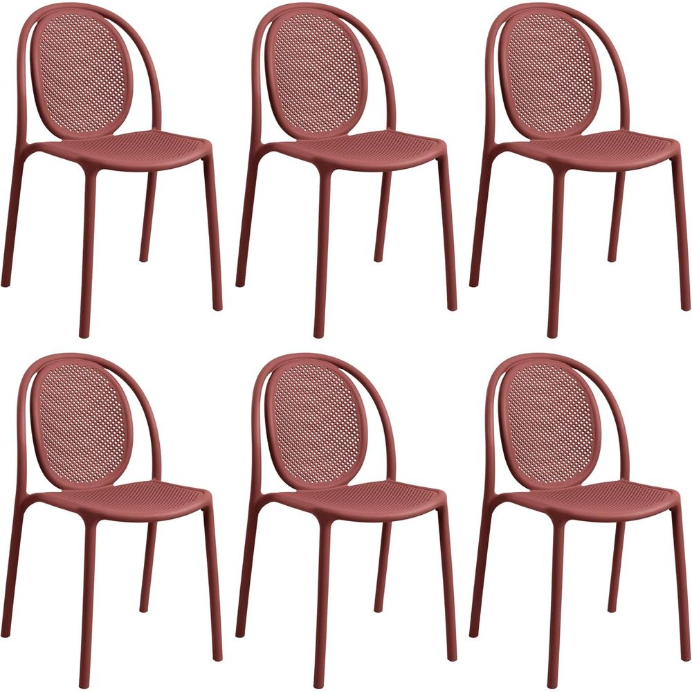 Outdoor Furniture Easy To Clean - Weerbestendige stapelbare eetkamerstoelen, set van 6
