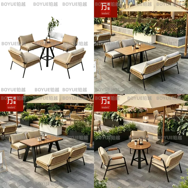 Outdoor Furniture For Cafe - Tuinmeubelenset van rotan en wicker, inclusief