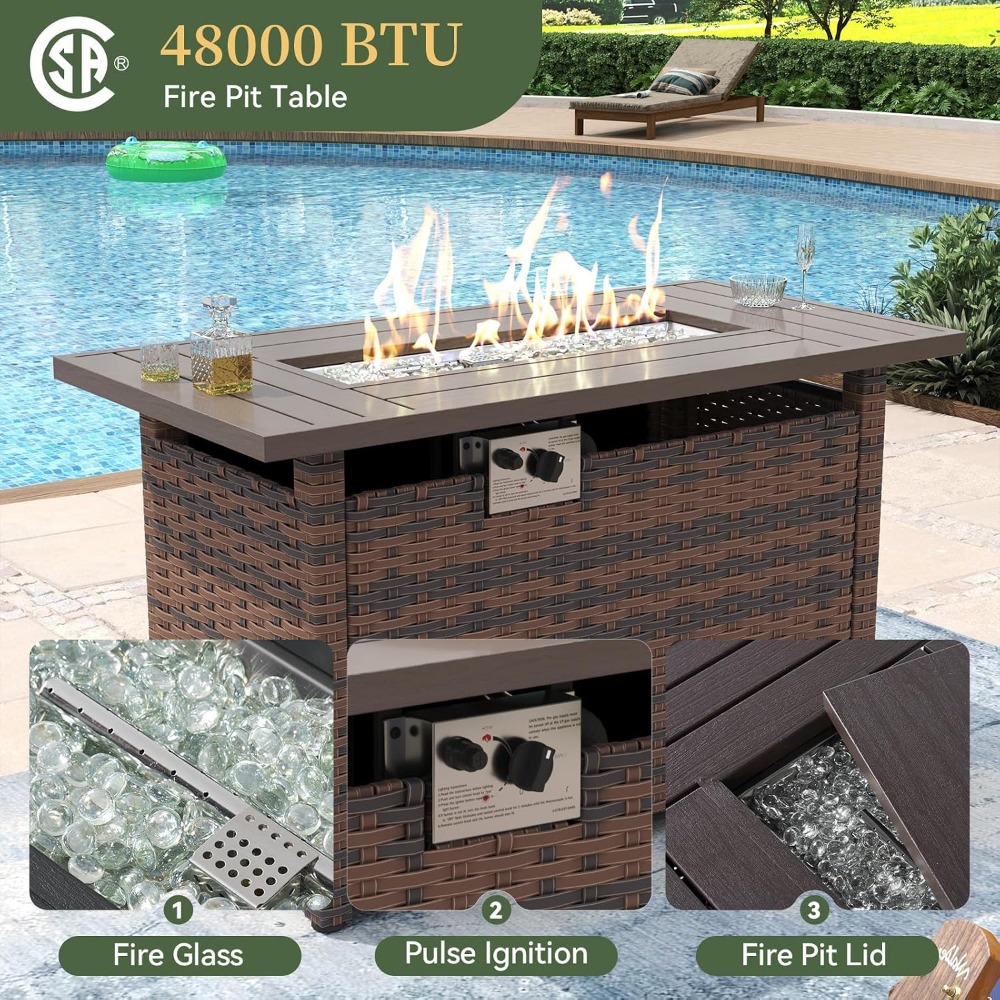 Outdoor Furniture Set With Fire Pit - Exclusieve aanbieding: 8-delige loungeset voor buiten,