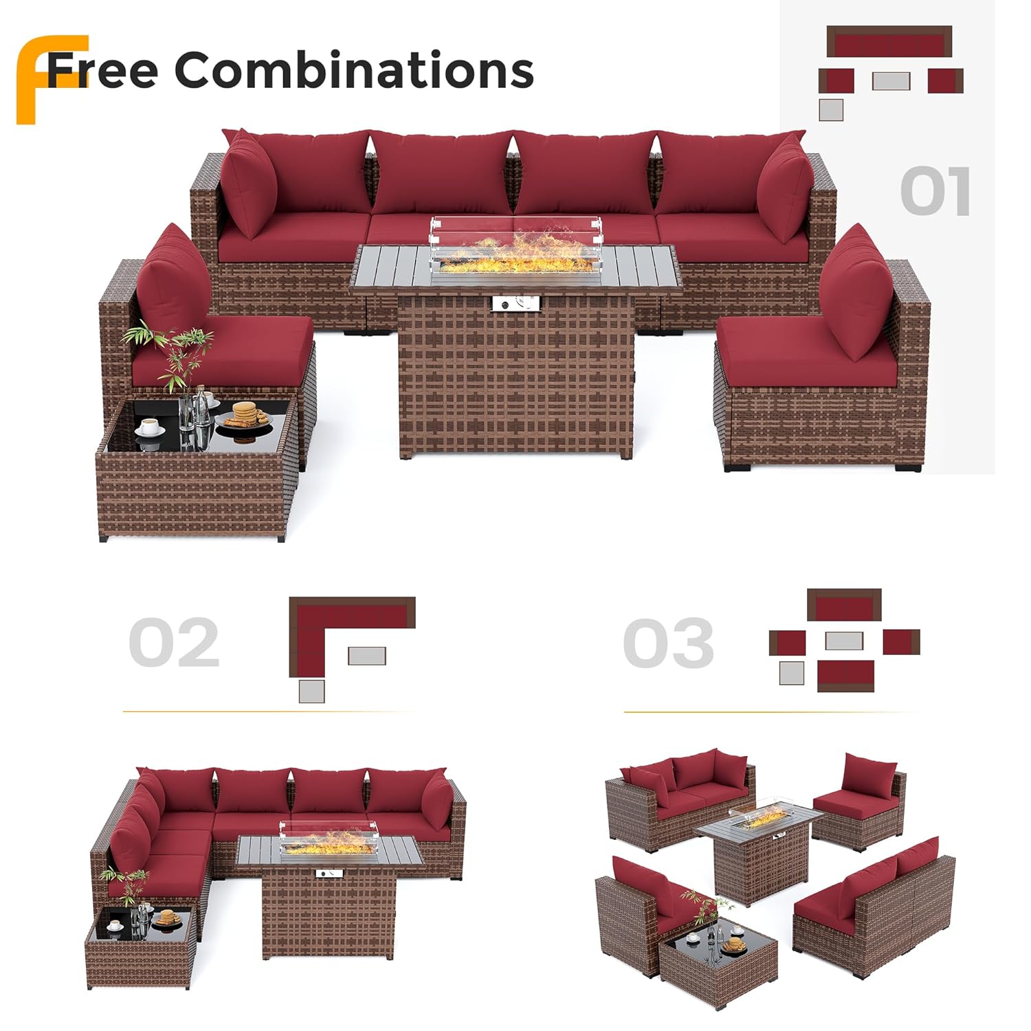 8-delige all-weather wicker lo - Outdoor Furniture Set With Fire Pit recensie en prijs