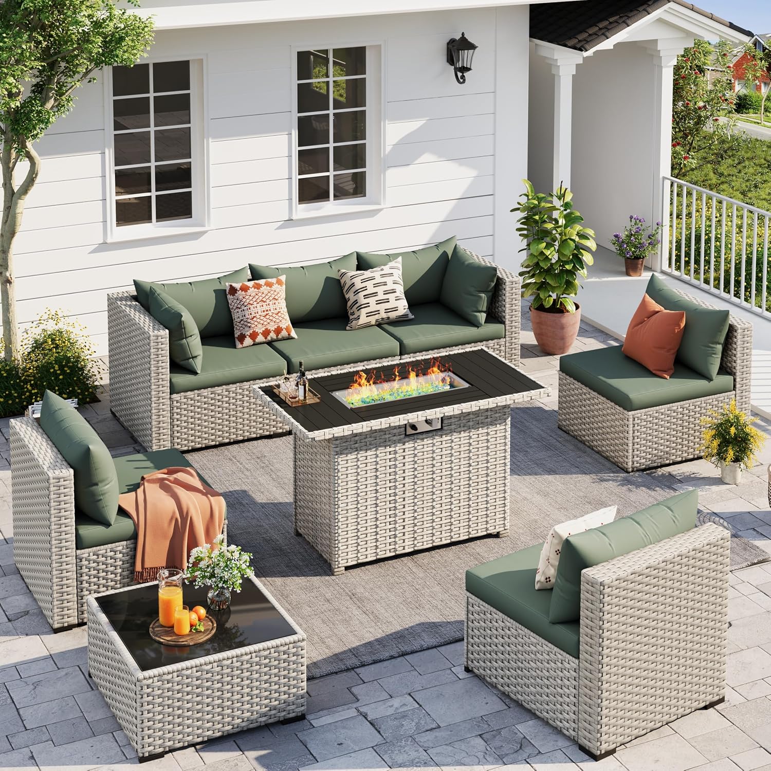 8-persoons buitenbankstel met  - Outdoor Furniture Set With Fire Pit recensie en prijs