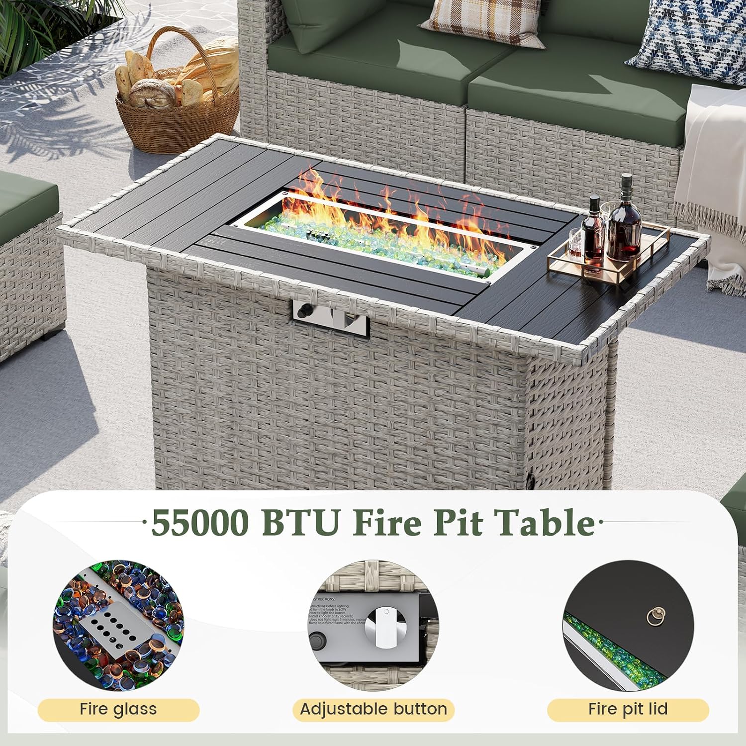 8-persoons buitenbankstel met  - Outdoor Furniture Set With Fire Pit recensie en prijs