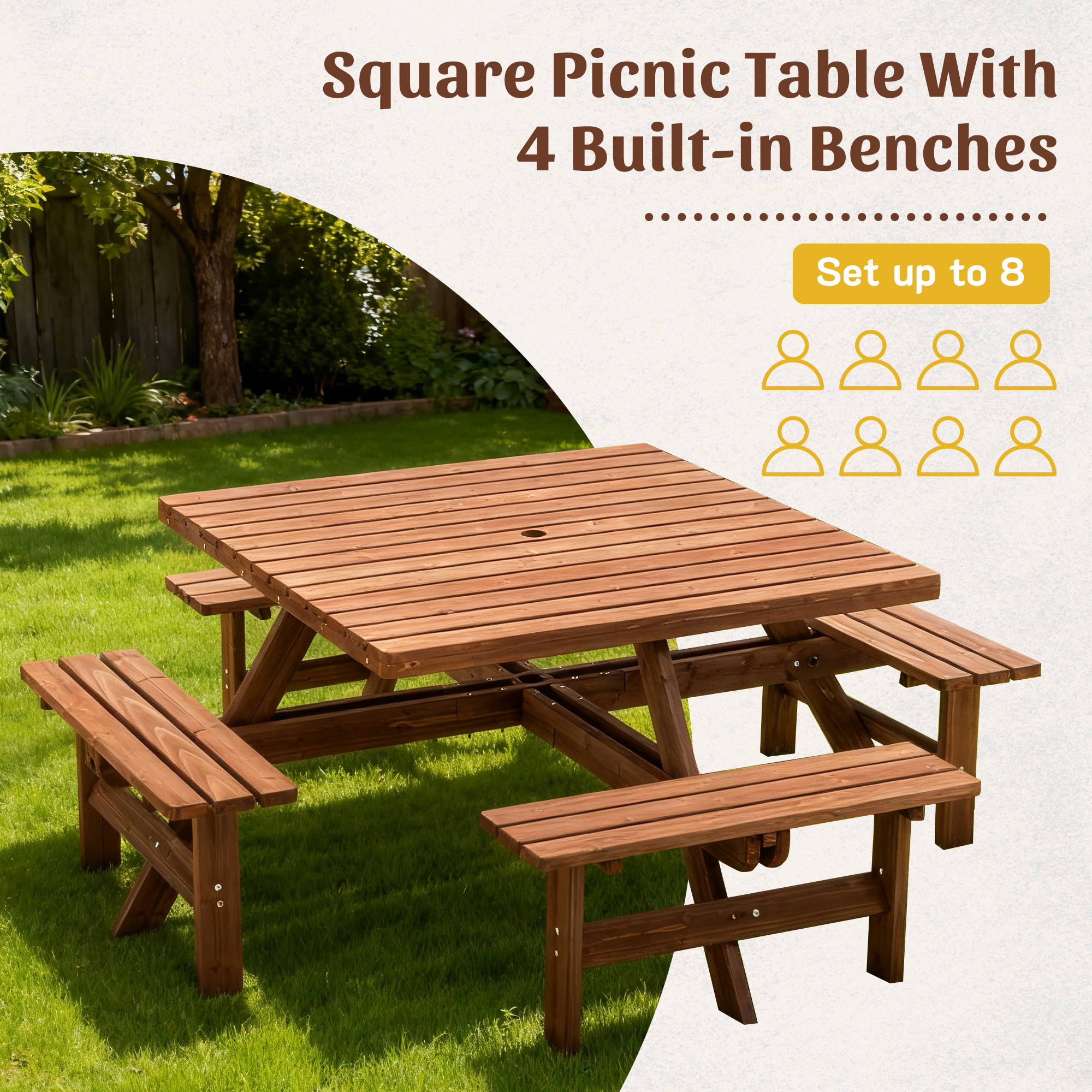8-persoons vierkante picknickt - Outdoor Furniture Easy To Clean recensie en prijs