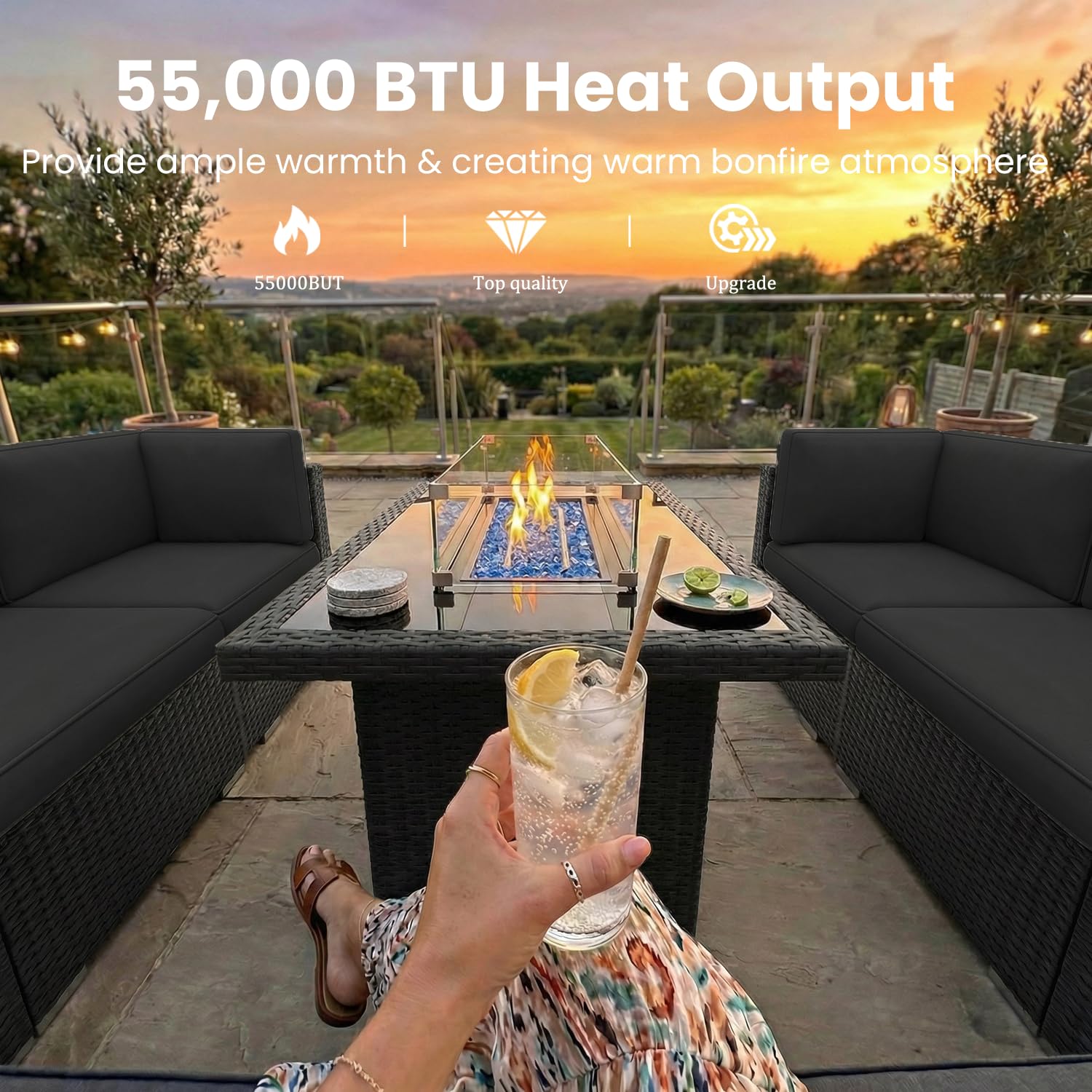 8-delige tuinmeubelset met 44  - Outdoor Furniture Set With Fire Pit recensie en prijs