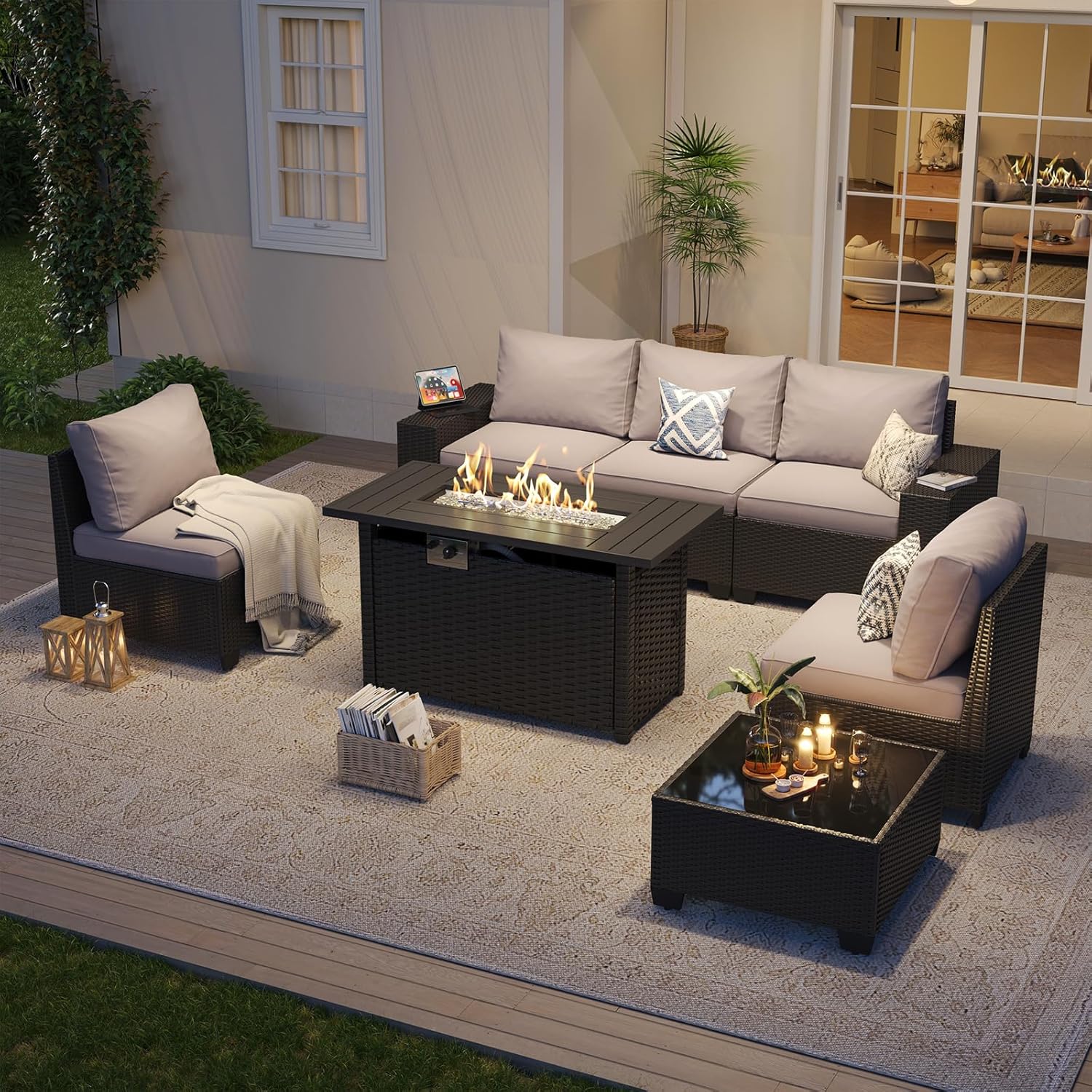 Tuinset voor buiten met 44'' v - Outdoor Furniture Set With Fire Pit recensie en prijs