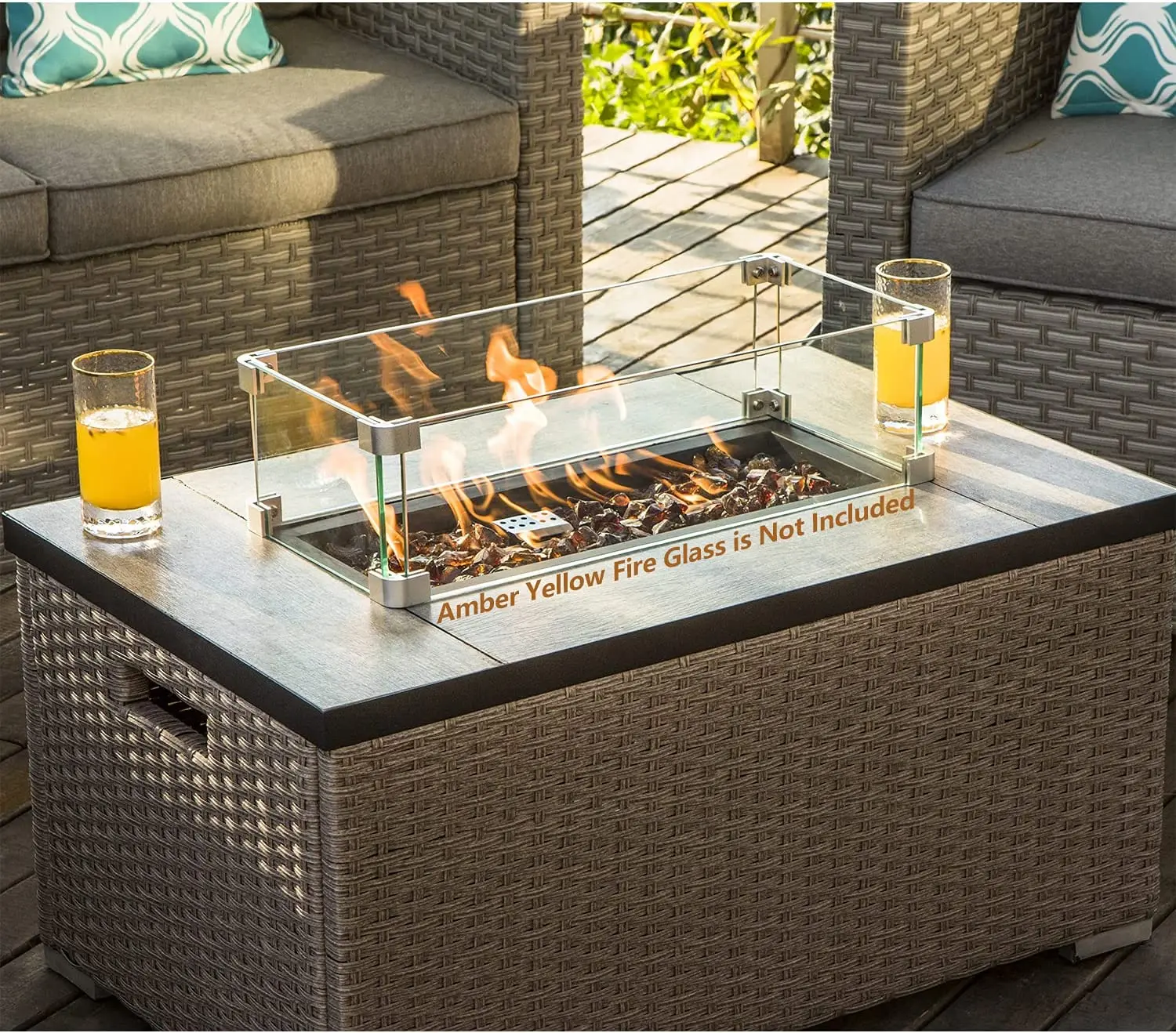 -Buitenmeubilair 5-delige riet - Outdoor Furniture Set With Fire Pit recensie en prijs