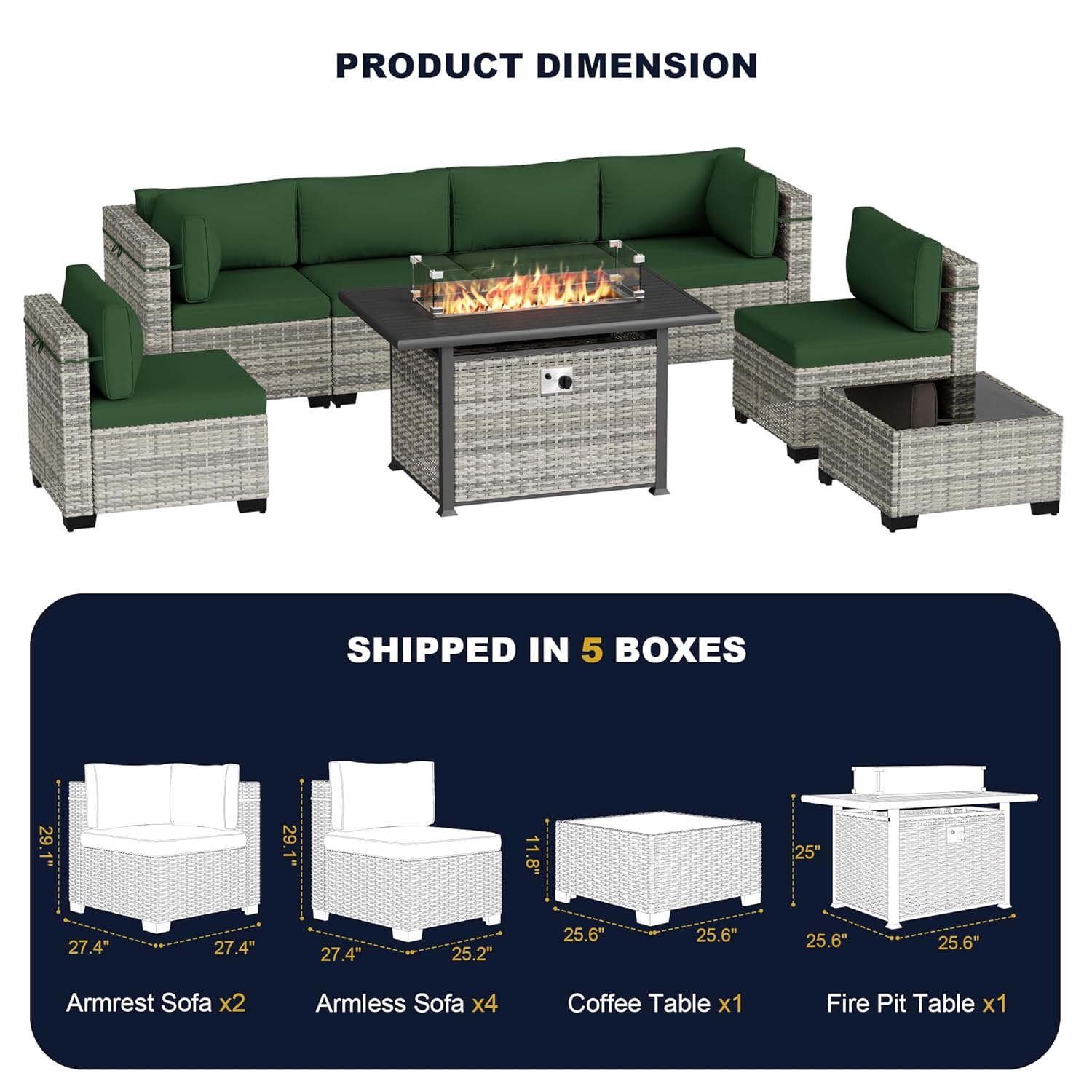 8-delige tuinmeubelset met 55. - Outdoor Furniture Set With Fire Pit recensie en prijs