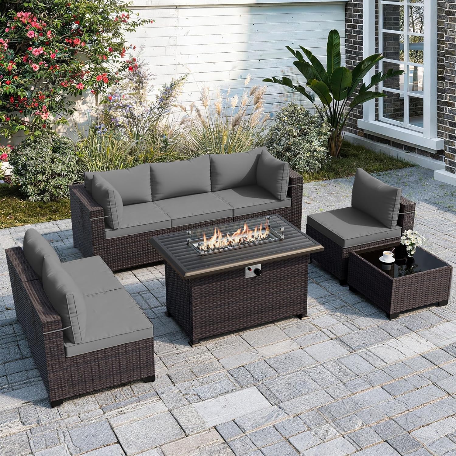 Tuinmeubelset met vuurtafel 55 - Outdoor Furniture Set With Fire Pit recensie en prijs