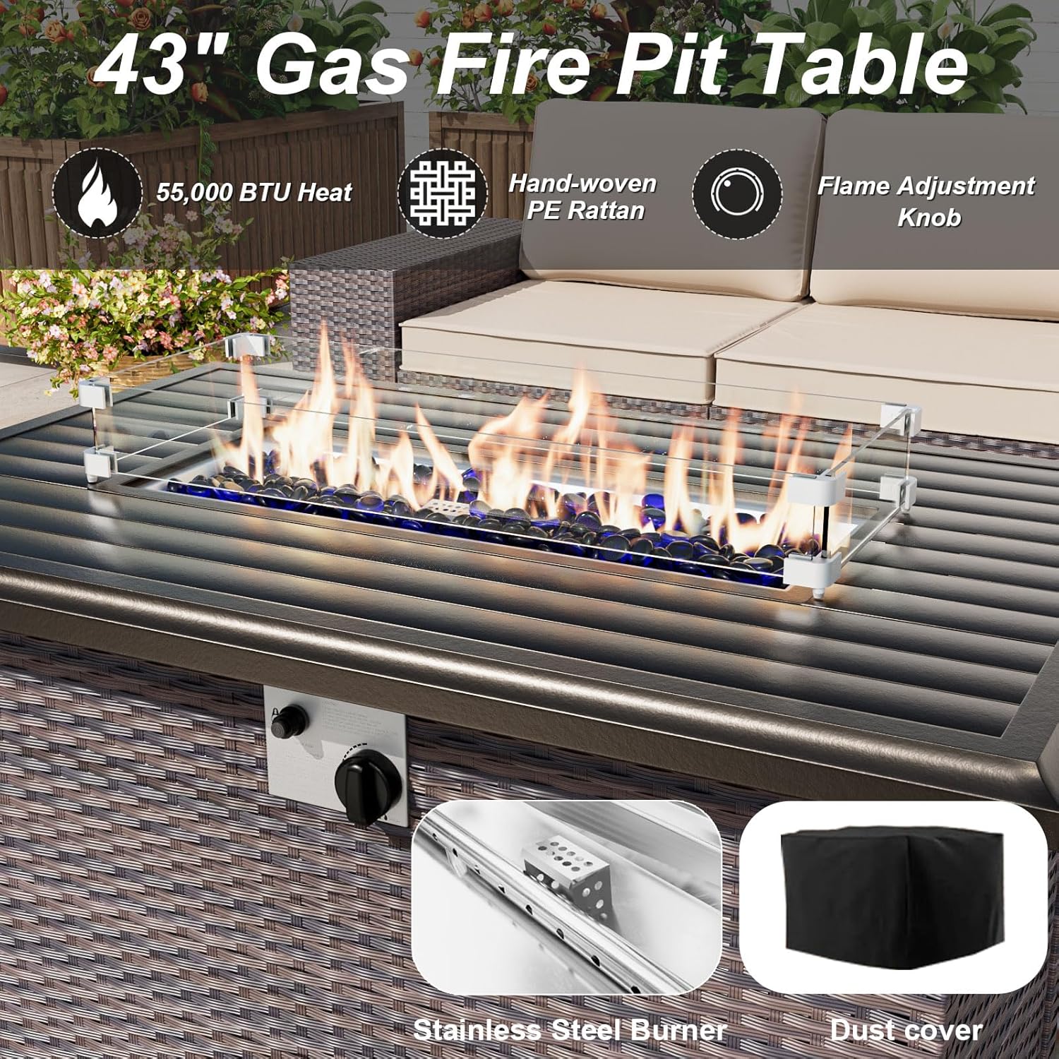 Tuinmeubelset met vuurtafel 55 - Outdoor Furniture Set With Fire Pit recensie en prijs