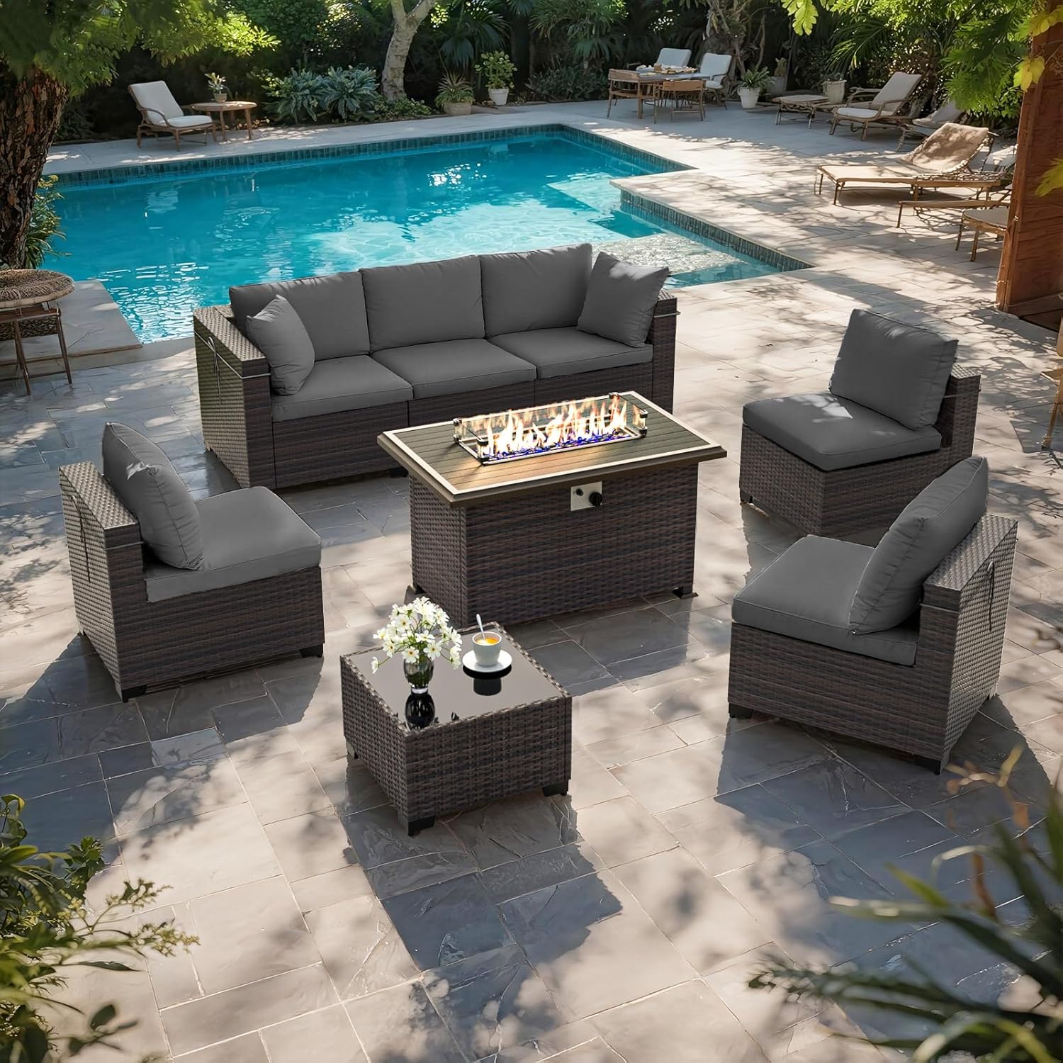Tuinmeubelset met vuurtafel 55 - Outdoor Furniture Set With Fire Pit recensie en prijs