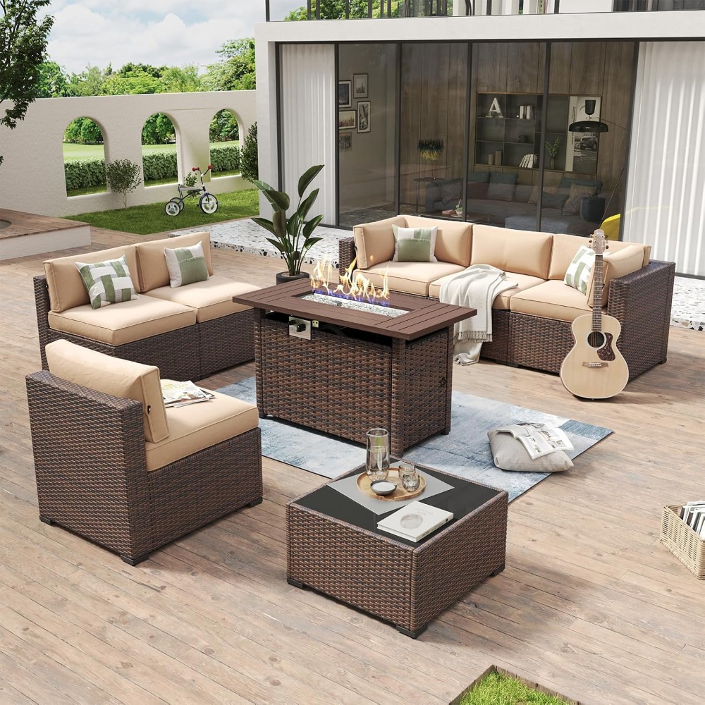 Exclusieve aanbieding: 8-delig - Outdoor Furniture Set With Fire Pit recensie en prijs